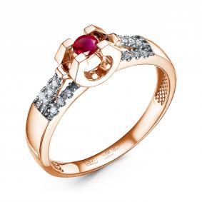 Золотое кольцо RoseGrace 5-6642-103-1К-Руб с бриллиантом и рубином 5-6642-103-1К-Руб фото