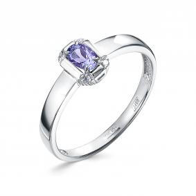 Кольцо из белого золота RoseGrace 5-6653-103-1Б-ТнБр с бриллиантом и танзанитом 5-6653-103-1Б-ТнБр фото