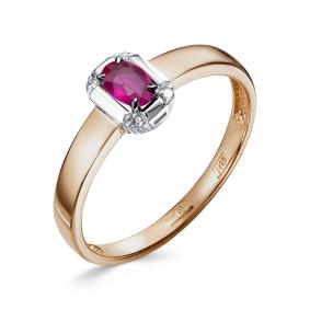 Золотое кольцо RoseGrace 5-6653-106-1К-Руб с бриллиантом и рубином 5-6653-106-1К-Руб фото