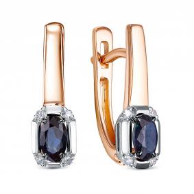 Золотые серьги RoseGrace 5-6653-106-2К-Сап с бриллиантом и сапфиром 5-6653-106-2К-Сап фото