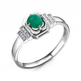 Кольцо из белого золота RoseGrace 5-6657-103-1Б-Из с бриллиантом и изумрудом 5-6657-103-1Б-Из фото