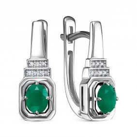 Серьги из белого золота RoseGrace 5-6657-103-2Б-Из с бриллиантом и изумрудом 5-6657-103-2Б-Из фото