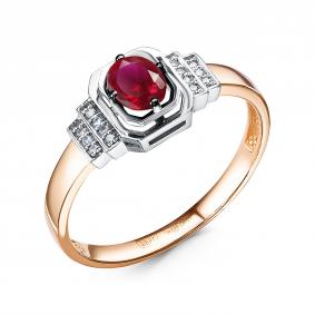 Золотое кольцо RoseGrace 5-6657-106-1К-Руб с бриллиантом и рубином 5-6657-106-1К-Руб фото