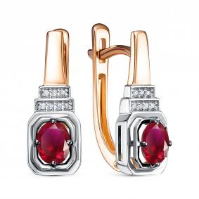 Золотые серьги RoseGrace 5-6657-106-2К-Руб с бриллиантом и рубином 5-6657-106-2К-Руб фото