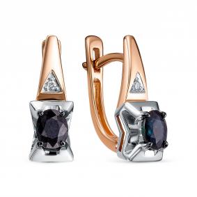 Золотые серьги RoseGrace 5-6658-106-2К-Сап с бриллиантом и сапфиром 5-6658-106-2К-Сап фото