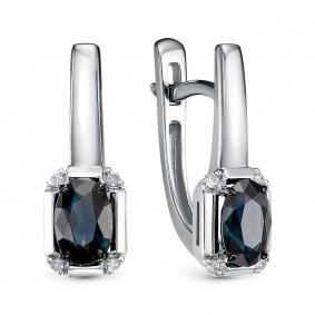 Серьги из белого золота RoseGrace 5-6815-106-2Б-Сап с бриллиантом и сапфиром 5-6815-106-2Б-Сап фото