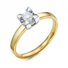 Кольцо из лимонного золота RoseGrace 5-6915-100И1-1ЖП с бриллиантом 5-6915-100И1-1ЖП фото