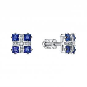 Серьги из белого золота RoseGrace 5-7043-106-2Б-Сап с бриллиантом и сапфиром 5-7043-106-2Б-Сап фото