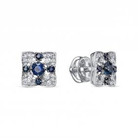 Серьги из белого золота RoseGrace 5-7045-106-2Б-Сап с бриллиантом и сапфиром 5-7045-106-2Б-Сап фото