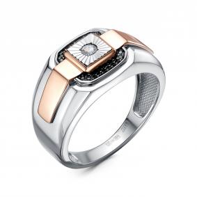 Кольцо из белого золота RoseGrace 5-7051-106И1-1БК-Чбр с бриллиантом и чёрным бриллиантом 5-7051-106И1-1БК-Чбр фото