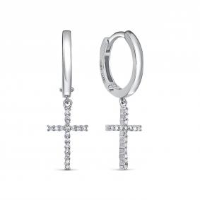 Серьги-кресты из белого золота RoseGrace с бриллиантом 5-7091-103-2Б 5-7091-103-2Б фото