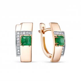 Золотые серьги RoseGrace 5-7157-103-2К-Из с бриллиантом и изумрудом 5-7157-103-2К-Из фото