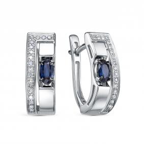 Серьги из белого золота RoseGrace 5-7169-106-2Б-Сап с бриллиантом и сапфиром 5-7169-106-2Б-Сап фото