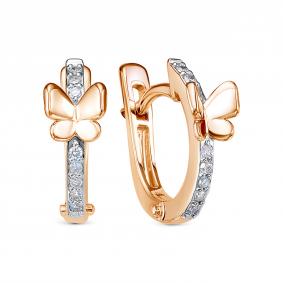 Золотые серьги RoseGrace 5-7197-103-2К с бриллиантом 5-7197-103-2К фото