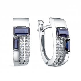 Серьги из белого золота RoseGrace 5-7246-106-2Б-СапБр с бриллиантом и сапфиром 5-7246-106-2Б-СапБр фото