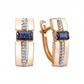 Золотые серьги RoseGrace 5-7249-106-2К-СапБр с бриллиантом и сапфиром 5-7249-106-2К-СапБр фото