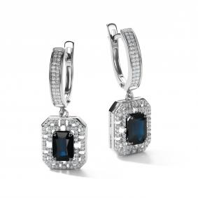 Серьги из белого золота RoseGrace 5-7341-106-2Б-СапБр с бриллиантом и сапфиром 5-7341-106-2Б-СапБр фото