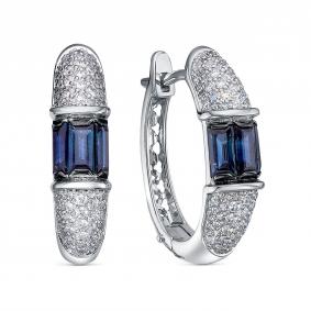 Серьги из белого золота RoseGrace 5-7442-106-2Б-СапБр с бриллиантом и сапфиром 5-7442-106-2Б-СапБр фото