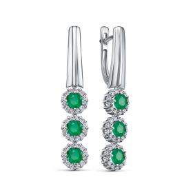 Серьги из белого золота RoseGrace 5-7500-103-2Б-ИзБр с бриллиантом и изумрудом 5-7500-103-2Б-ИзБр фото