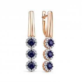 Золотые серьги RoseGrace 5-7500-106-2К-СапБр с бриллиантом и сапфиром 5-7500-106-2К-СапБр фото
