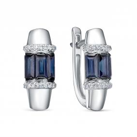 Серьги из белого золота RoseGrace 5-7634-106-2Б-СапБр с бриллиантом и сапфиром 5-7634-106-2Б-СапБр фото