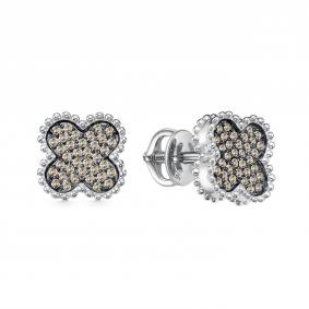 Серьги из белого золота RoseGrace 5-7703-103-2Б-Кбр с коньячным бриллиантом 5-7703-103-2Б-Кбр фото