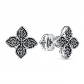 Серьги из белого золота RoseGrace 5-7933-106-2Б-Чбр с чёрным бриллиантом 5-7933-106-2Б-Чбр фото
