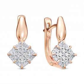 Золотые серьги RoseGrace 5-8081-103-2К с бриллиантом 5-8081-103-2К фото
