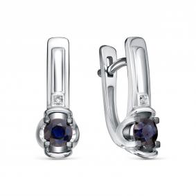 Серьги из белого золота RoseGrace 5-8949-106-2Б-СапБр с бриллиантом и сапфиром 5-8949-106-2Б-СапБр фото