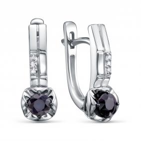 Серьги из белого золота RoseGrace 5-8952-106-2Б-СапБр с бриллиантом и сапфиром 5-8952-106-2Б-СапБр фото