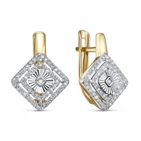 Серьги из лимонного золота RoseGrace 5-9183-103И4-2ЖБ с бриллиантом 5-9183-103И4-2ЖБ фото