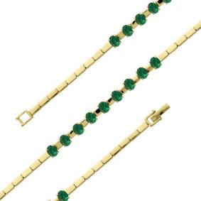 Браслет из лимонного золота АЛЬКОР 5023-301 с изумрудом 5023-301 фото