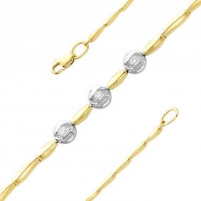 Браслет из лимонного золота АЛЬКОР 5076-300 с бриллиантом 5076-300 фото