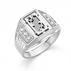 Серебряное кольцо Караваевская ювелирная фабрика 51-0033-s с ониксом и цирконием 51-0033-s фото