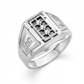 Серебряное кольцо Караваевская ювелирная фабрика 51-0059-s с ониксом и цирконием 51-0059-s фото