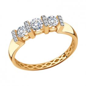 Золотое кольцо Золотые узоры 51-0130 с цирконием 51-0130 фото