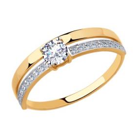 Золотое кольцо Diamant 51-110-00285-1 с фианитом 51-110-00285-1 фото