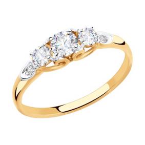 Золотое кольцо Diamant 51-110-00303-1 с фианитом 51-110-00303-1 фото