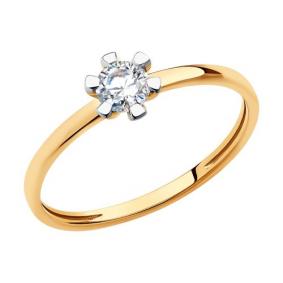 Золотое кольцо Diamant 51-110-00820-1 с фианитом 51-110-00820-1 фото