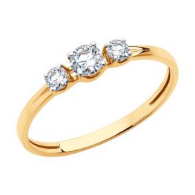 Золотое кольцо Diamant 51-110-00842-1 с фианитом 51-110-00842-1 фото