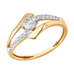 Золотое кольцо Diamant 51-110-00982-1 с фианитом 51-110-00982-1 фото