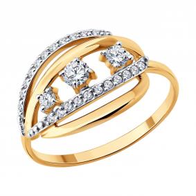 Золотое кольцо Diamant 51-110-01041-1 с фианитом 51-110-01041-1 фото