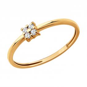 Золотое кольцо Diamant 51-110-01058-1 с фианитом 51-110-01058-1 фото