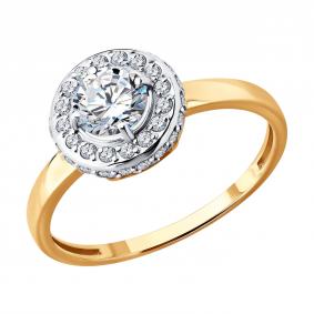 Золотое кольцо Diamant 51-110-01211-1 с фианитом 51-110-01211-1 фото