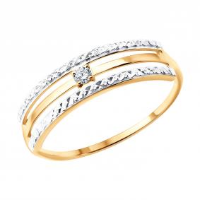 Золотое кольцо Diamant 51-110-01387-1 с фианитом 51-110-01387-1 фото