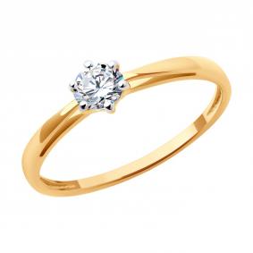 Золотое кольцо Diamant 51-110-02098-1 с фианитом 51-110-02098-1 фото