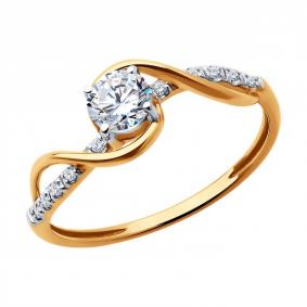 Золотое кольцо Diamant 51-110-02503-1 с фианитом 51-110-02503-1 фото