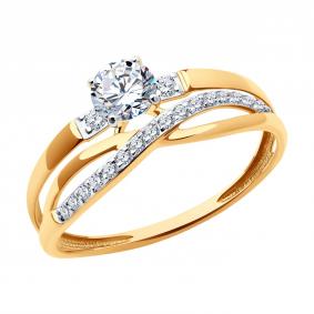 Золотое кольцо Diamant 51-110-02871-1 с фианитом 51-110-02871-1 фото