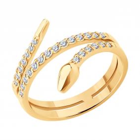 Золотое кольцо Символ года Змея Diamant с фианитом 51-110-02934-1 51-110-02934-1 фото