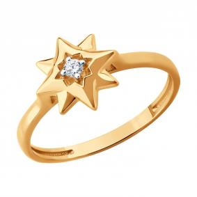 Золотое кольцо Diamant 51-110-02977-1 с фианитом 51-110-02977-1 фото